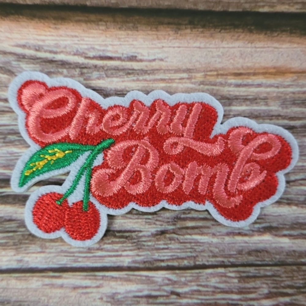 Cherry Bomb Rockabilly Punk Retro Style 80s 90'S Embroidered Iron on Patch